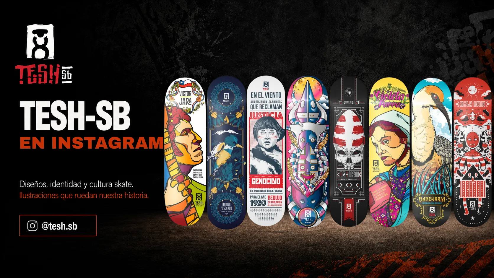 Colección de tablas TESH-SB exhibidas con estilo visual inspirado en Instagram